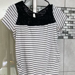 Motherhood Maternity Black and White Lace Top